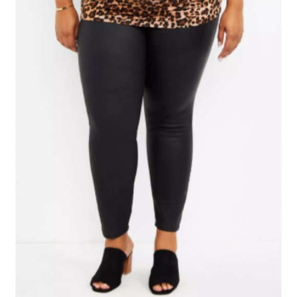 Motherhood Maternity Pants - Motherhood Plus Size Indigo Blue Coated Skinny Leg Ankle Pant Black 1X